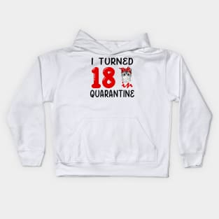 I Turned 18 In Quarantine Funny Cat Facemask Kids Hoodie